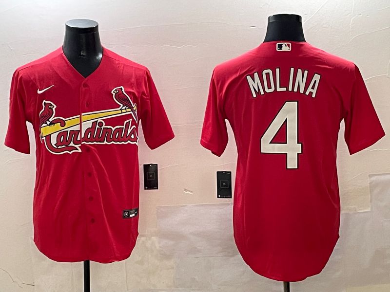 Men St.Louis Cardinals #4 Molina Red Game 2025 Nike MLB Jersey style 1->st.louis cardinals->MLB Jersey